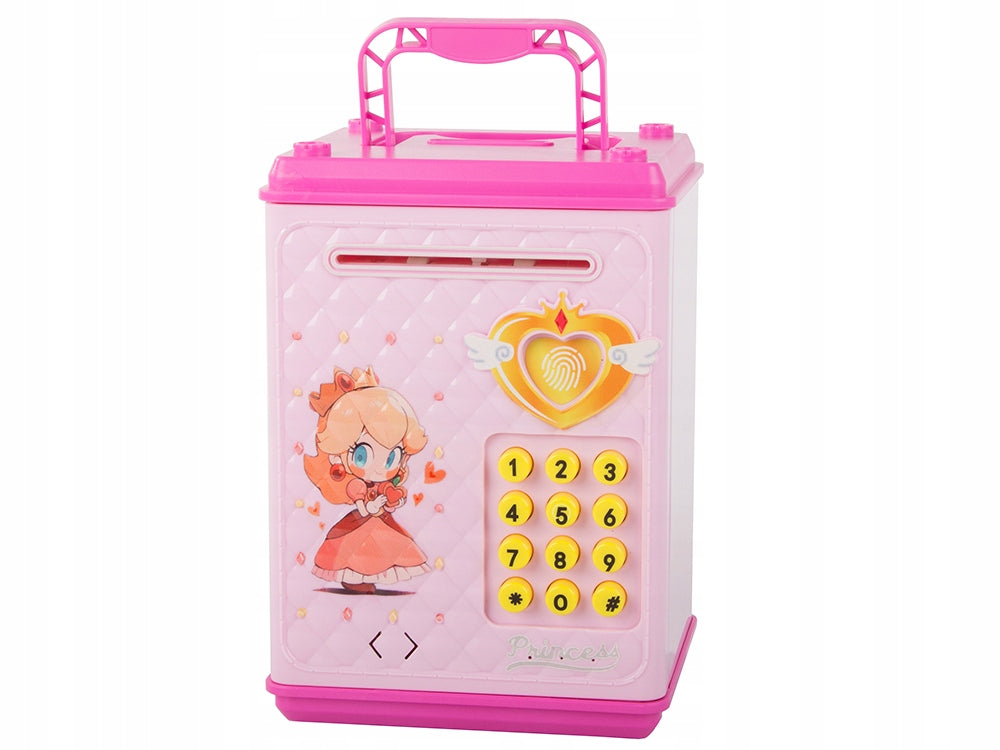 Pusculita tip seif, Zola®, deschidere cu pin, sunete si lumina, plastic, 18 x 10 x 12 cm, roz Pusculita tip seif, Zola®, deschidere cu pin, sunete si lumina, plastic, 18 x 10 x 12 cm, roz